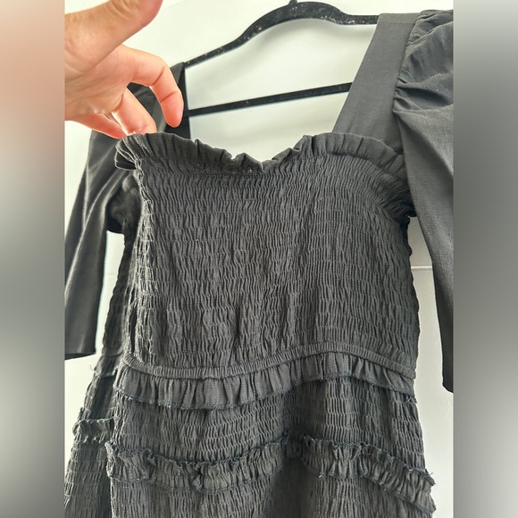 Favlux Black Puff Sleeve Square Neck Mini Dress | Size L - Picture 12 of 13